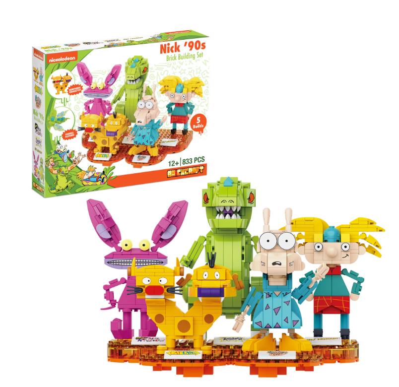 Brickcraft Nick ‘90s Building Kit (833- Plastic Piece Set), Nickelodeon Collectible, Nostalgic Pop Culture Display Item, Toy Gift Idea for Boys and Girls Ages 12 Years Old and up