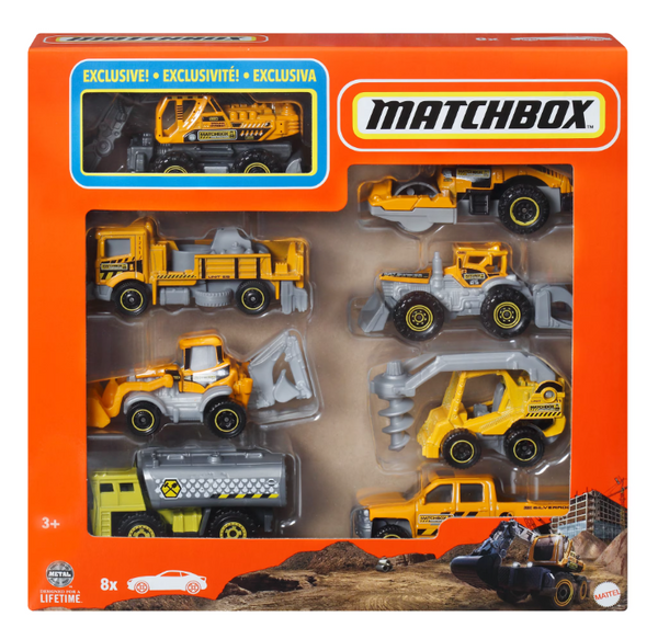 Matchbox 1:64 Scale Die-Cast Toy Cars or Trucks, Set of 8 with 1 Exclusive Vehicle (Styles May Vary)