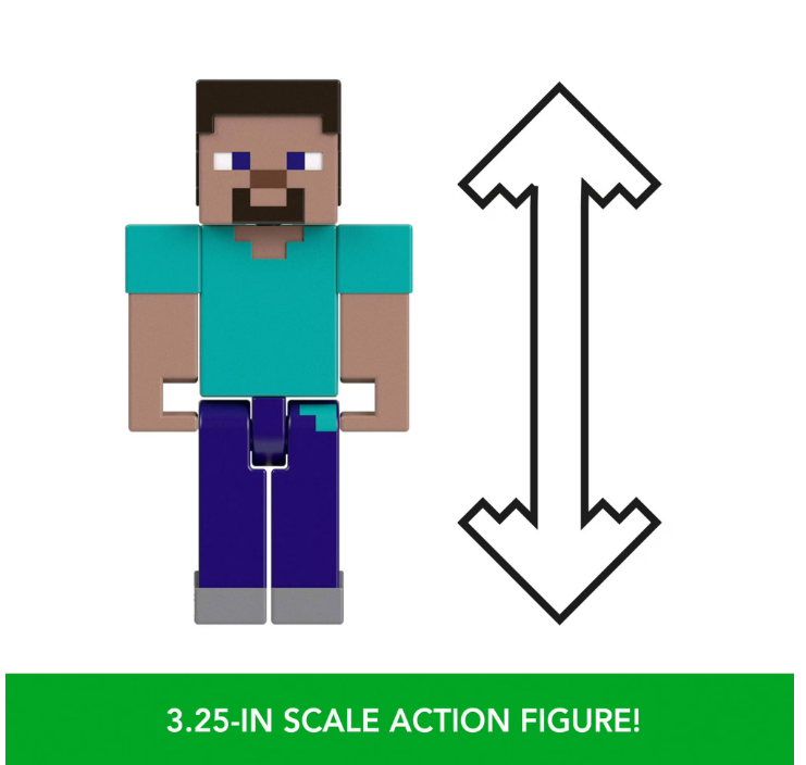 Minecraft Action Figures & Accessories Collection, 3.25-inch Scale & Pixelated Design (Characters May Vary)