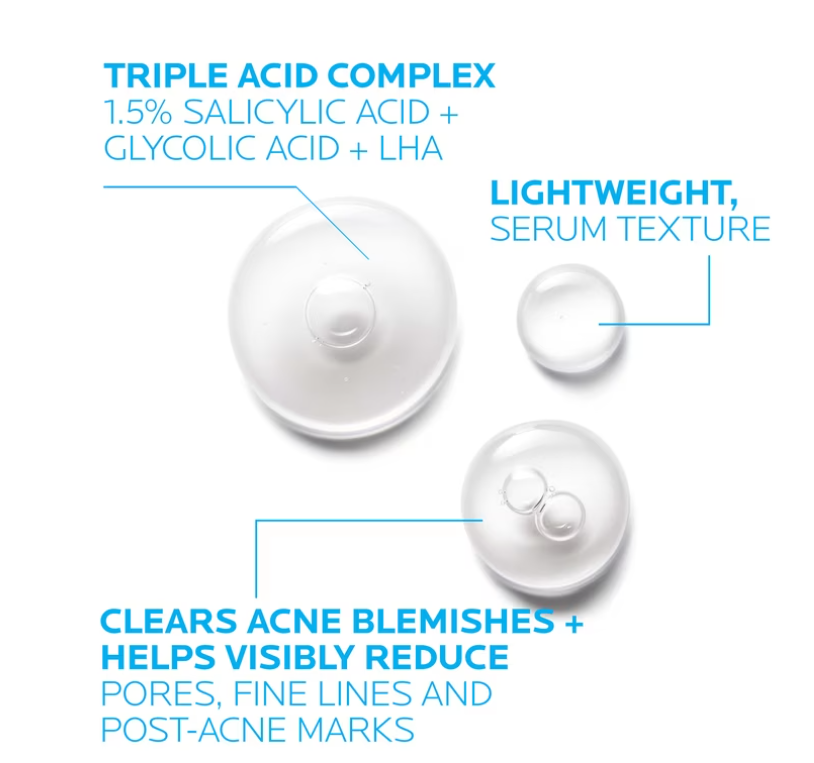La Roche-Posay Effaclar Salicylic Acid Acne Serum, Pore Minimizing Acne Treatment with Niacinamide, 1.0 fl oz