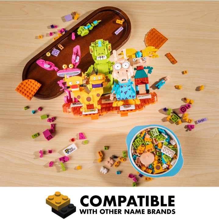 Brickcraft Nick ‘90s Building Kit (833- Plastic Piece Set), Nickelodeon Collectible, Nostalgic Pop Culture Display Item, Toy Gift Idea for Boys and Girls Ages 12 Years Old and up