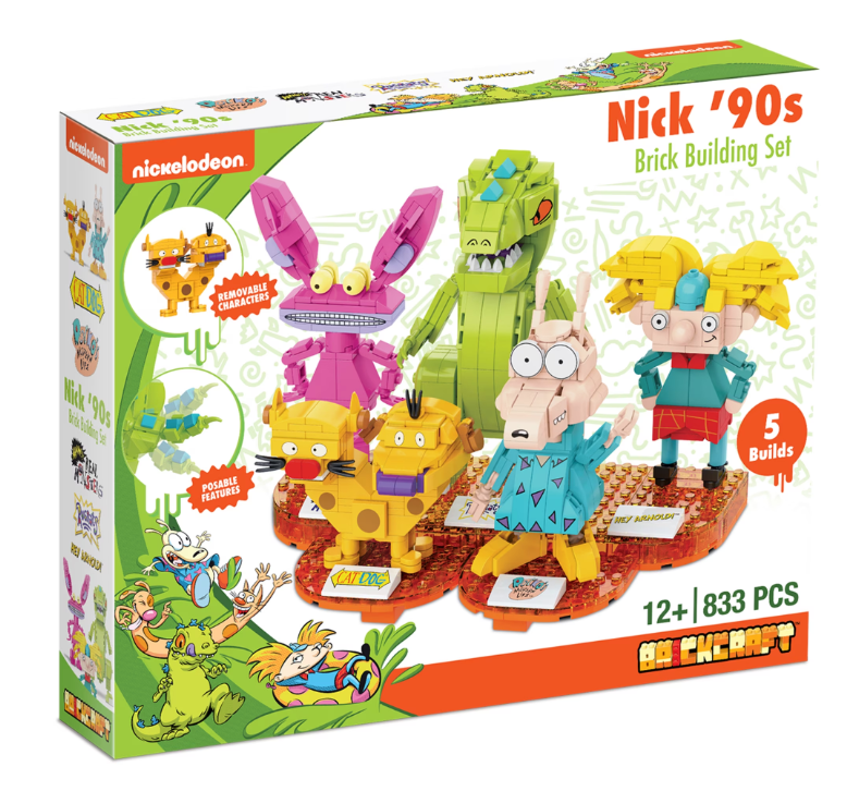 Brickcraft Nick ‘90s Building Kit (833- Plastic Piece Set), Nickelodeon Collectible, Nostalgic Pop Culture Display Item, Toy Gift Idea for Boys and Girls Ages 12 Years Old and up