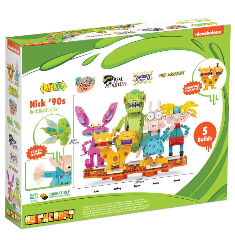 Brickcraft Nick ‘90s Building Kit (833- Plastic Piece Set), Nickelodeon Collectible, Nostalgic Pop Culture Display Item, Toy Gift Idea for Boys and Girls Ages 12 Years Old and up